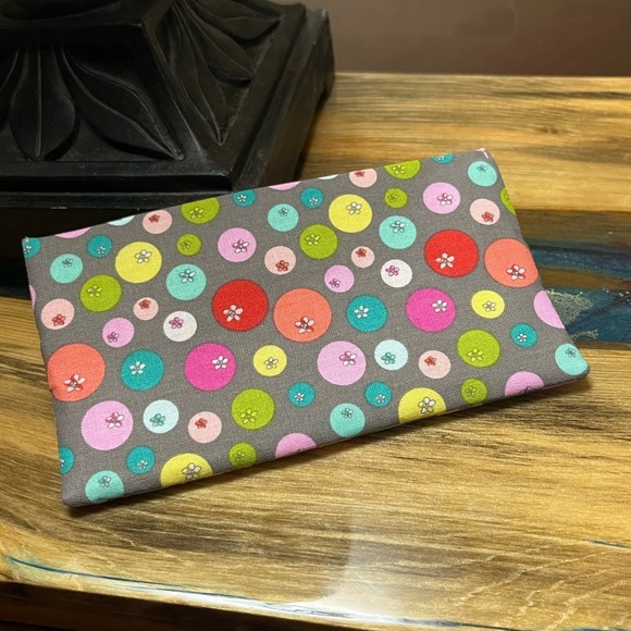 Multi Dots Flowers Cash Envelope/Receipt holder Fabric Handmade Wallet - Picture 4 of 4